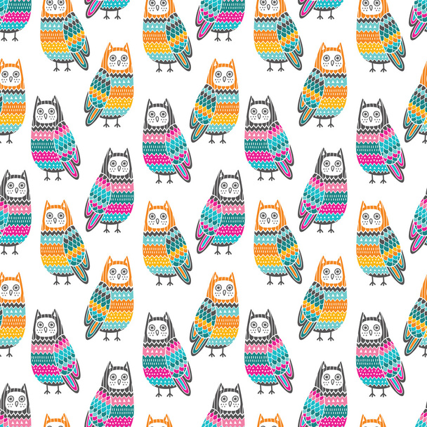 Owls seamless pattern - Вектор,изображение