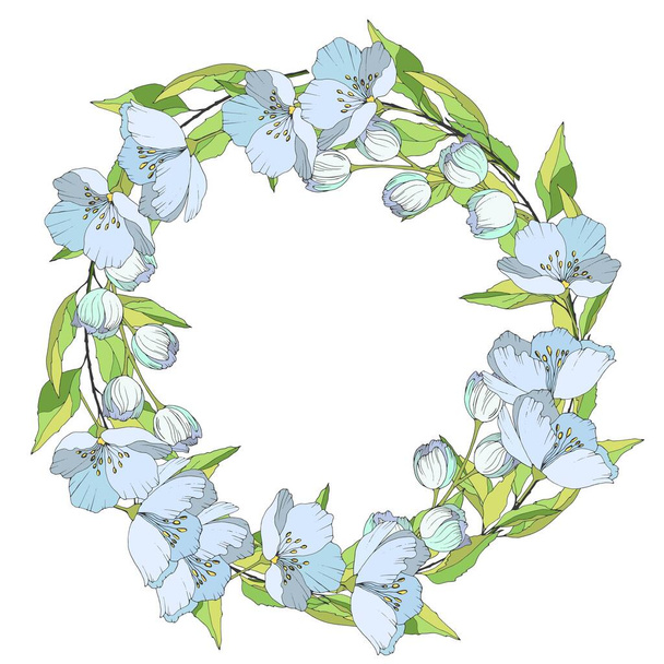 весняні квіти в короні, фон для тексту, Векторні ілюстрації
 - Вектор, зображення