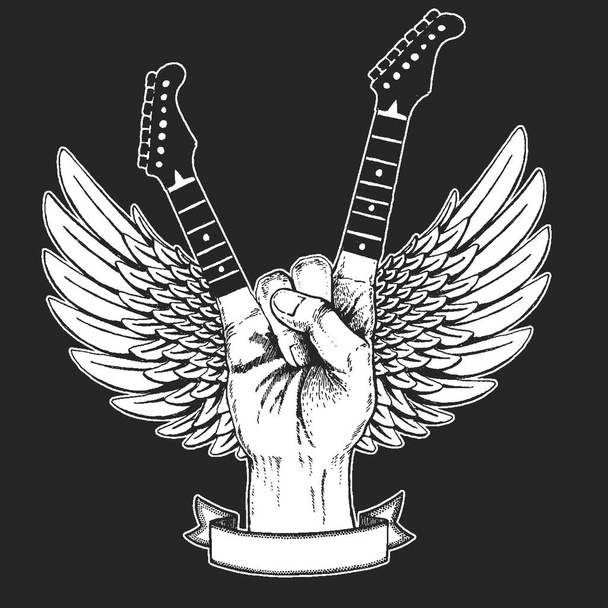 Rock heavy metal, hard rock music hand symbol. Vector icon. - Vecteur, image