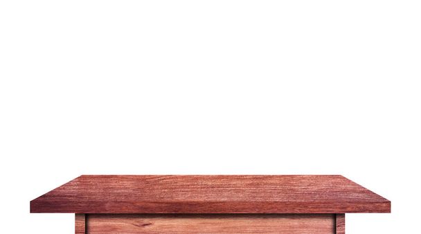 mesa de madeira vintage isolado no fundo branco com caminho de recorte para o trabalho. usado para exibir ou montar seu design de produtos
  - Foto, Imagem
