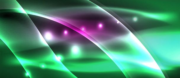 Abstract background. Shiny design neon waves with light effects, techno trendy design. Vector Illustration For Wallpaper, Banner, Background, Card, Book Illustration, landing page - Vector, Image