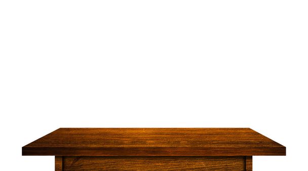 mesa de madera vintage aislada sobre fondo blanco con camino de recorte para el trabajo. utilizado para mostrar o montar el diseño de sus productos
  - Foto, Imagen