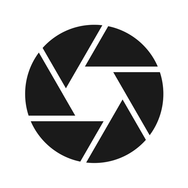 Icono del obturador de la cámara aislado en fondo blanco negro vector ilustración
 - Vector, Imagen