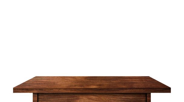 vintage fa asztali elszigetelt fehér háttér nyírás elérési utat a munkához. használt kijelző vagy montázs a termékek design  - Fotó, kép