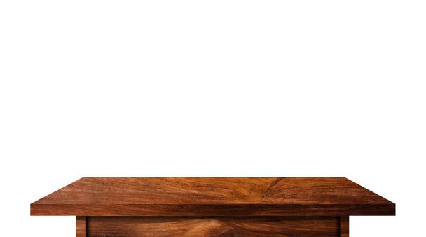 vintage wooden tabletop isolated on white background with clipping path for work. used for display or montage your products design  - Photo, Image