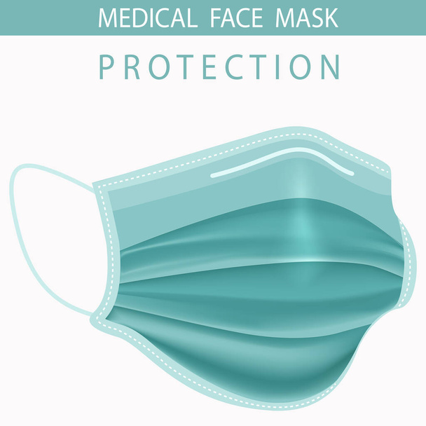 Realistyczna ochronna maska medyczna na białym wektorze tła - Wektor, obraz