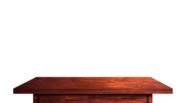 Mesa de madeira moderna isolada sobre fundo branco. Espaço de cópia usado para exibir ou montar seu design de produtos com caminho de recorte para um trabalho fácil
   - Foto, Imagem