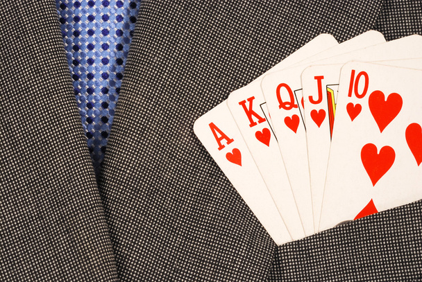 Royal Flush von den Pokerkarten Konzepte des Gewinnens im Geschäft - Foto, Bild