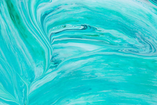 Absztrakt háttér akril festék zöld és akvamarin tónusok - Fotó, kép