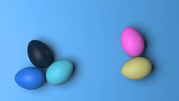 Kolorowe jajka na religijne święta wielkanocne. Ilustracja 3D - Zdjęcie, obraz
