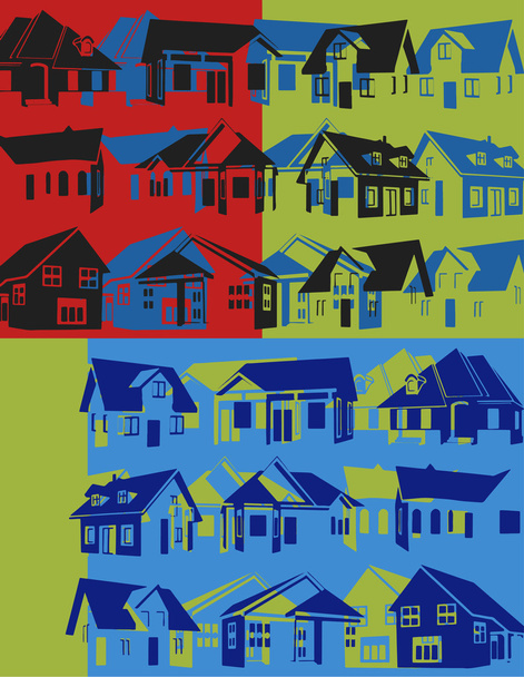 Pop art. Silhouettes of houses - Vector, Image