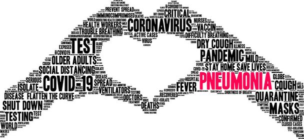 Pneumonia from Coronavirus word cloud on a white background.  - Vector, Image