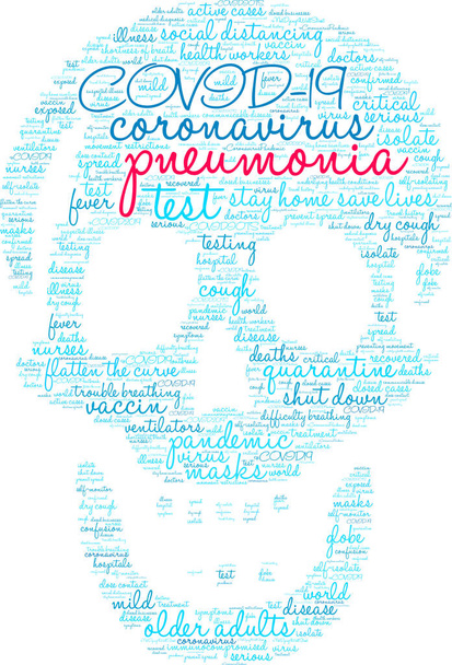 Pneumonia from Coronavirus word cloud on a white background.  - Vector, Image