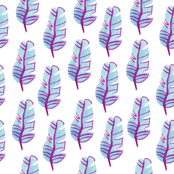 Watercolor seamless pattern with banana leaf. Print in unusual shades of hand drawn. Design for social media, packaging, banners, cards, wrapping paper, textiles, wallpaper. - Foto, Bild