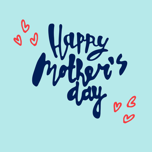 Feliz Día de las Madres saludo letras decoradas con corazones dibujados a mano
 - Vector, imagen