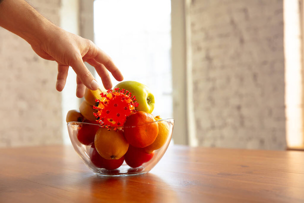 Coronavirus hiding in usual things - check cleanse and freshness of your fruits - 写真・画像