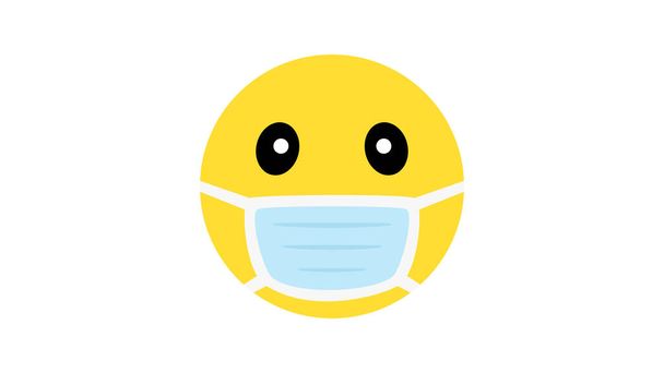 Улыбка Эмодзи в медицинской маске - шаблон векторной карикатуры
 - Вектор,изображение