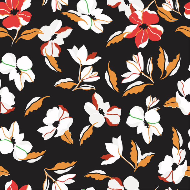 Floral pattern. Cute vintage simple flower seamless pattern - Vector, Image