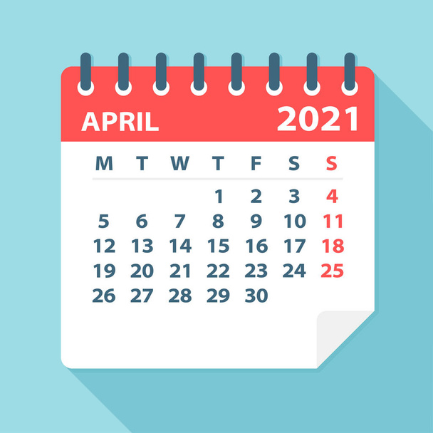 Abril 2021 Hoja de calendario - Ilustración. Página gráfica vectorial
 - Vector, Imagen