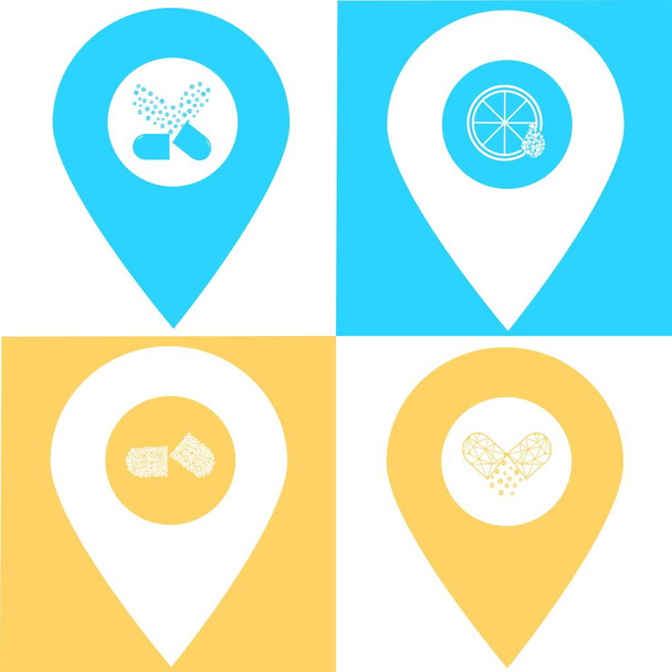 Set of vitamin location map pin icon. Element of map point for mobile concept and web apps. Icon for website design and development, app development. Premium hospital, clinic, pharmacy icon sign - Vector, Image