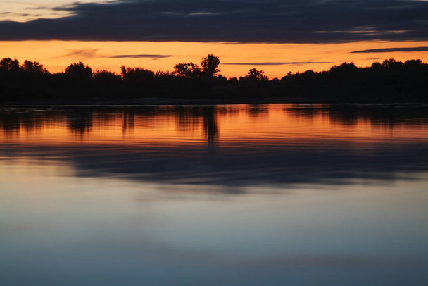 Sunset on Vistula river in Grudziadz. Poland - Zdjęcie, obraz
