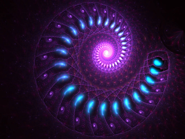 Efecto de líneas en espiral fractal multicolor para diseño gráfico creativo, imaginación y arte. Patrones y formas fractales abstractas. Dinámica que fluye formas naturales y espirales. Patrón misterioso de relajación psicodélica
. - Foto, imagen