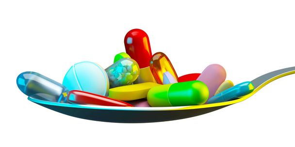 Dose de comprimidos coloridos
 - Foto, Imagem