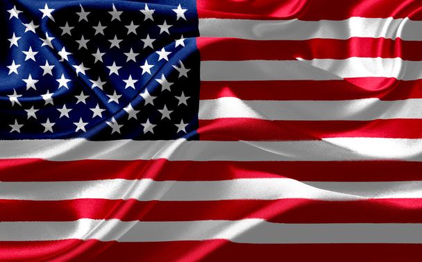 シルク生地にアメリカの国旗 - 写真・画像