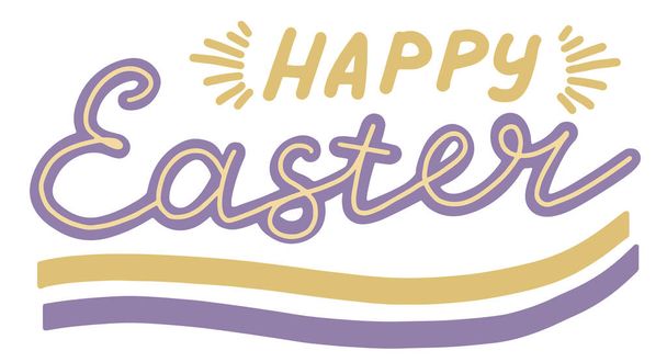 Happy Easter, lettering calligraphy , colorful isolated handwritten text on white background. Template for typography poster, banner,  postcard, flyer, vector eps. - Vektori, kuva
