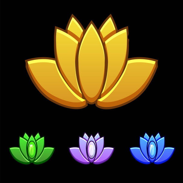 Chinese golden symbol or icon of yoga blooming lotus. - Vetor, Imagem