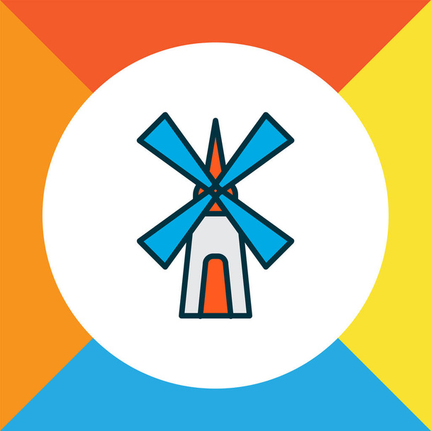 Icône du moulin symbole de ligne colorée. Élément isolé de moulin à vent de qualité supérieure dans un style tendance. - Photo, image