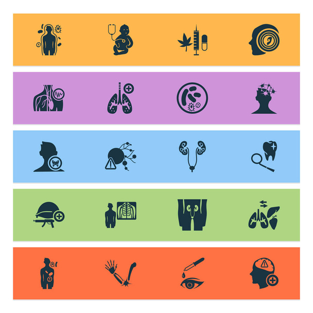 Medical icons set with infectious diseases, neurology, endocrinology and other eye elements. Isolated illustration medical icons. - Photo, Image