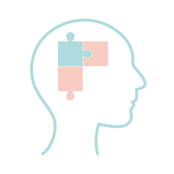 Puzzle im menschlichen Kopf Linie Stil-Ikone Vektor-Design - Vektor, Bild