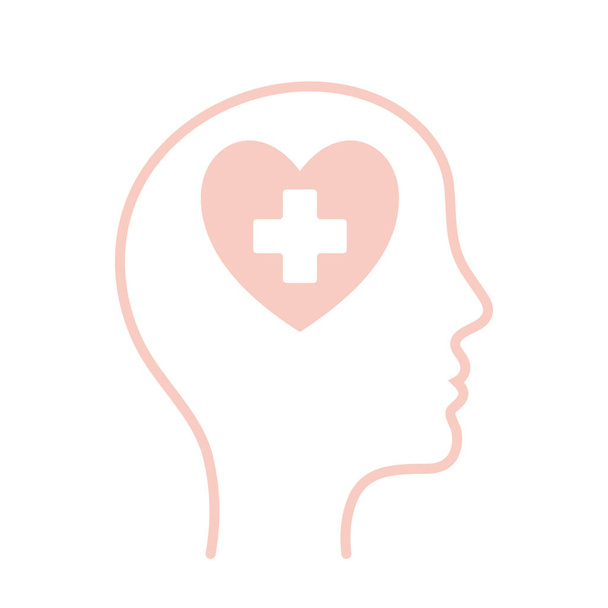 καρδιά με σταυρό μέσα στο ανθρώπινο κεφάλι γραμμή στυλ εικονίδιο διάνυσμα σχεδιασμό - Διάνυσμα, εικόνα