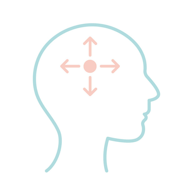 flechas dentro de la cabeza humana línea de estilo icono de diseño de vectores
 - Vector, imagen