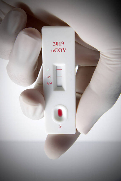 2019 nCOV rapid test kit, used for screening from SARS CoV 2 viruses that cause COVID 19 / Wuhan Pneumonia - Photo, Image