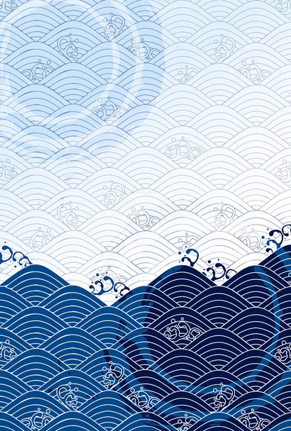 海の波夏の挨拶カードの背景 - ベクター画像