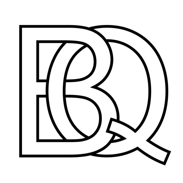 Logo signo bq qb icono signo dos letras entrelazadas B y Q vector logo bq, qb letras mayúsculas patrón alfabeto b, q
 - Vector, Imagen