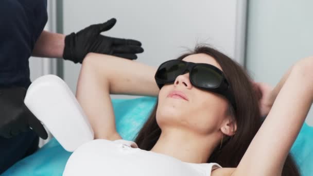 Pretty Girl Receives Laser Hair Removal Procedures In Beauty Studio - Footage, Video
