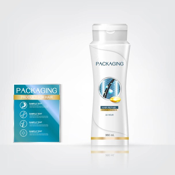 Verpackungsprodukte Haarpflege-Design, Shampoo-Flaschenvorlagen auf weißem Hintergrund - Foto, Bild