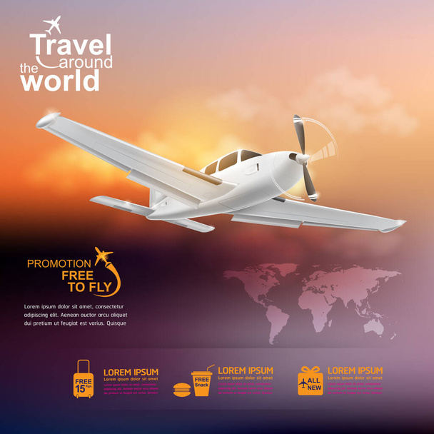 Havayolu Vektör Kavramı Dünya Çevresinde Seyahat. - Fotoğraf, Görsel