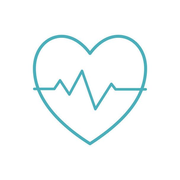 Απομονωμένη καρδιά με παλμική γραμμή στυλ εικονίδιο διανυσματικό σχεδιασμό - Διάνυσμα, εικόνα