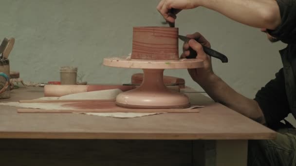 Ceramist work in the workshop. - Footage, Video
