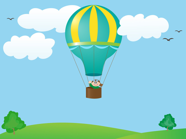 hombre volando en un globo
 - Vector, Imagen