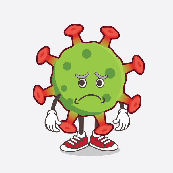 Une illustration du personnage de mascotte de Green Corona Virus ayant un visage effrayé
 - Vecteur, image