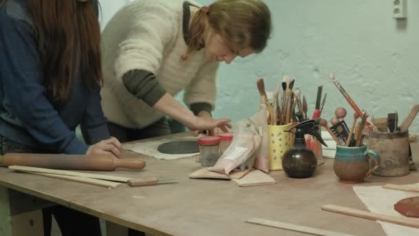 Ceramist work in the workshop. - Footage, Video