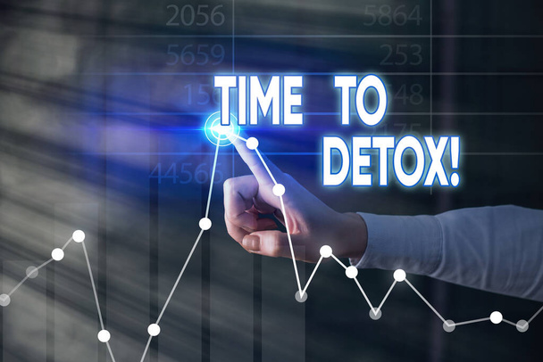Text sign showing Time To Detox. Conceptual photo when you purify your body of toxins or stop consuming drug. - Photo, Image