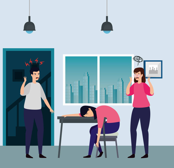 жінки з стресовим нападом на робочому місці
 - Вектор, зображення