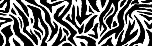 Zebra kürk - şerit cilt, hayvan desen. Yinelenen doku. Siyah ve beyaz sorunsuz arka plan. Vektör - Vektör, Görsel
