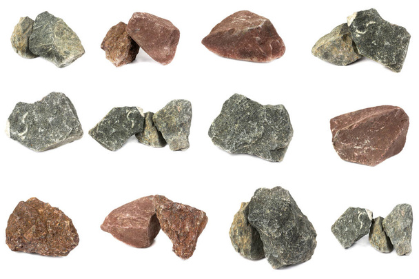 Pedra de basalto e granito e arenito Para plantas industriais isoladas em fundo branco
 - Foto, Imagem